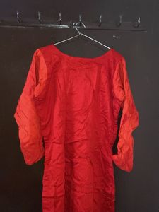Vibrant Red Embroidered Kurta Set