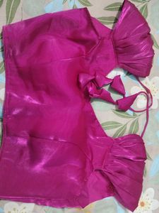 Vibrant Pink Ruffled Sleeve Blouse