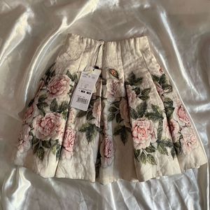 Vintage Luxe Pleated Floral Skirt