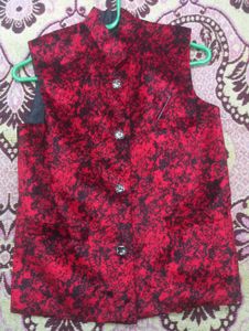 Red & Black Patterned Vest