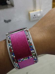 Pink & Silver Cuff Bracelet