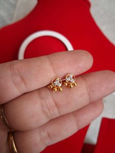 Gold Stud Earrings with Stones
