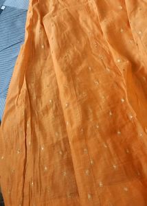 Silk Suit With Brocade Dupatta With Tassels For Little Girls