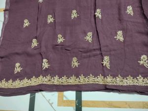 beutiful burgandy  embroidered handwork suit