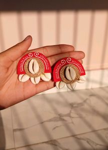 Ethnic fabric Shell Earrings