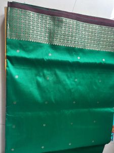 Elegant Emerald Green Silk Saree