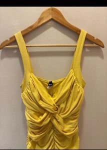 Stunning Ruched Yellow Mini Dress