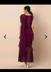 Ruffled ready to wear purple Saree