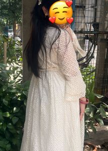 white net ankle length dress