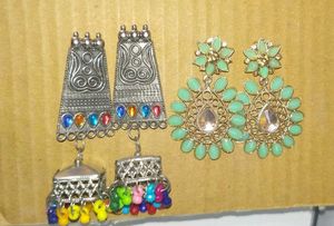 Ethnic Jhumka Green + colourful