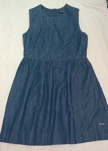 Classic Blue Denim Fit and Flare Dress