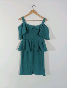 Sea Green Plain Casual Dress (Women)