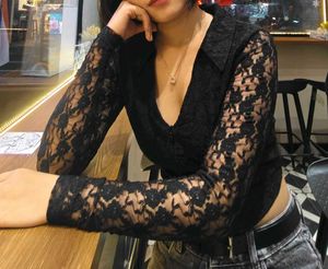 Chic Black Lace Collared Top