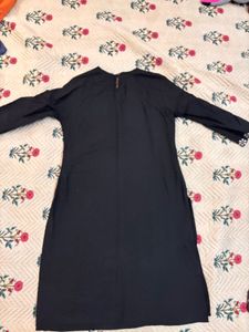 Black Kurti with White Floral Embroidery