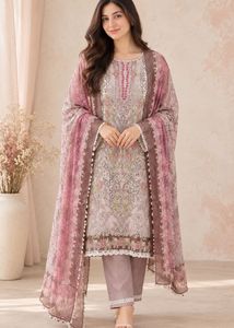 Beautiful Pink Floral Kurta Set with Dupatta