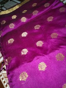 Vibrant Purple Saree with Gold Motifs