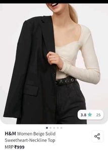 H&M Beige Sweetheart Top