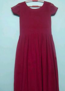 Elegant Maroon Embroidered Gown with Dupatta