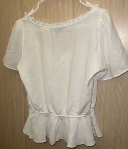 Whimsical White Ruffled Peplum Top