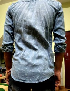 Men's Blue Graphic Print Shirt