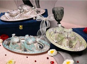 Luxury Peacock Oval Serving Tray Set