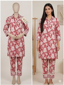 crimson floral hand embroidered Kurta set 👜✨♥️🦚