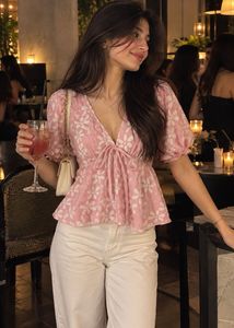 Chic Pink Floral Peplum Top