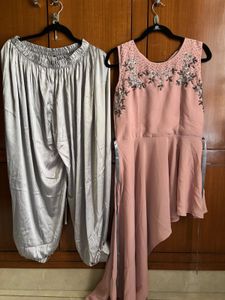 Embroidered Asymmetrical Kurta with Dhoti Pants