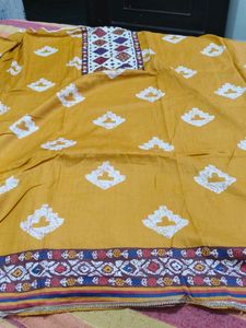 Yellow &amp; Red Batik Print Dress Material
