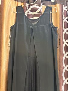 Elegant Black Sheer Overlay Dress
