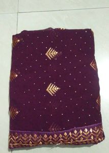Saaree( Full Work On Saare)🔥✅.                                            Beautifully Full Worked Purple Saaree💓