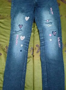 Girls' Jeans with Heart & Glitter Details