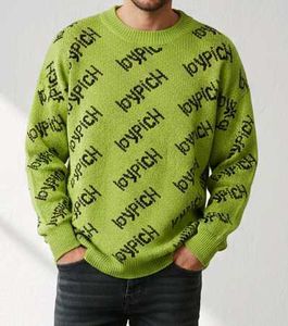 Stylish UniSex Green "loyPICH" Print Sweater