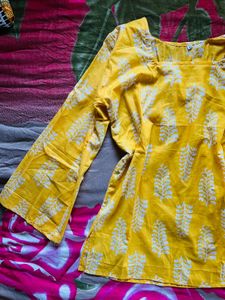 Yellow Block Print Kurta