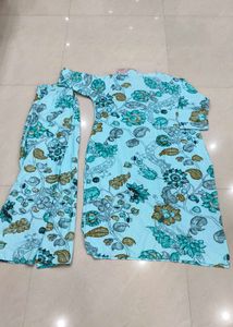 Light Blue Floral Kurta 2 piece set