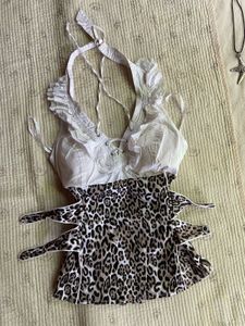 y2k Leopard Print Corset Top