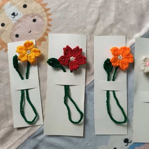 Handmade Crochet Flower Bookmarks Set