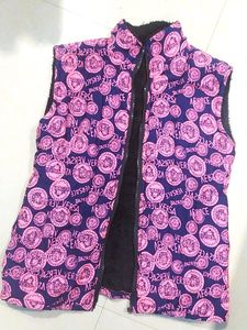 A Black Fur Pink Warm Upper Jacket