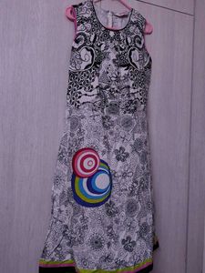 Biba Chic Sleeveless Black & White Printed Dress