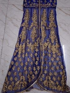 Blue &amp; Gold Embroidered Dress