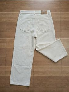 Cream Corduroy Wide Leg Pants