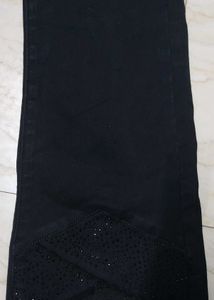 Black Flare Jeans with Rhinestone D