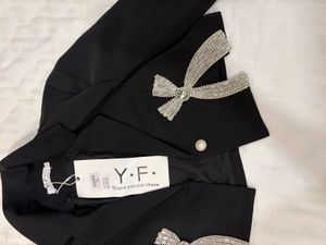 Black Bow Detail Cropped Blazer