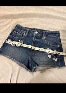 Embroidered Denim Shorts
