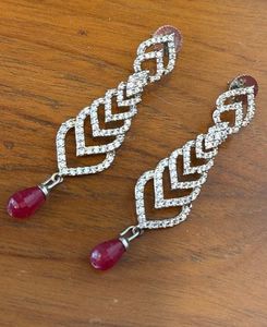 Elegant Dangle Earrings with Ruby Drops