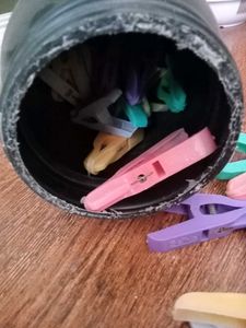 Colorful Clothespins in Jar