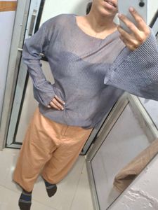 Pleated Bell Sleeve Top