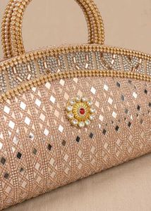 Elegant Champagne Gold Evening Handbag