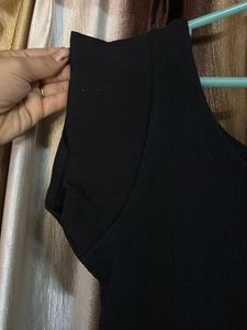 Sleek Black Button-Up Midi Dress