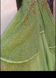 bust 38 Elegant Green Embroidered Gown